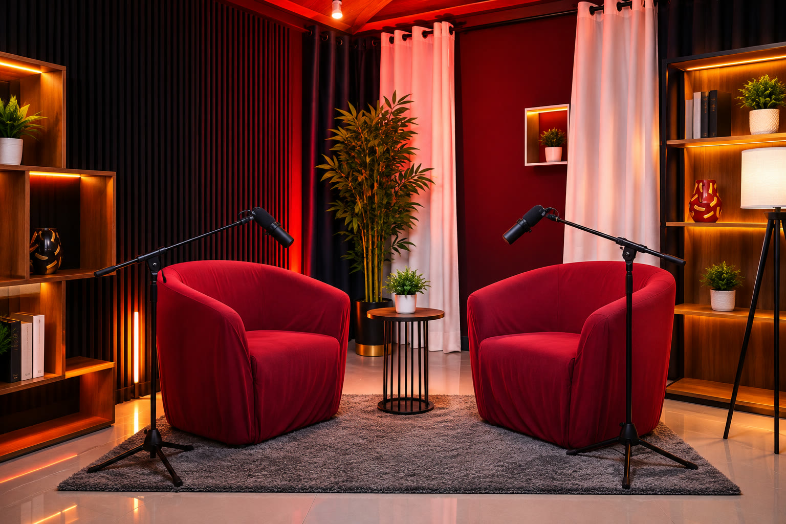 Plateau rouge du studio